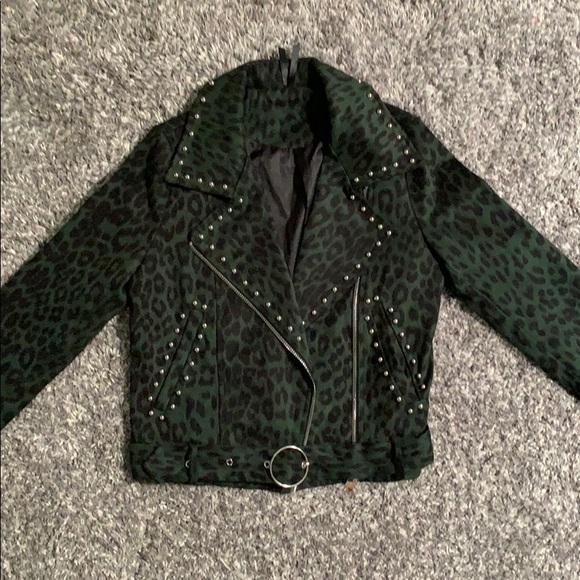Nasty Gal Leopard Moto Jacket with Studs - Picture 7 of 16